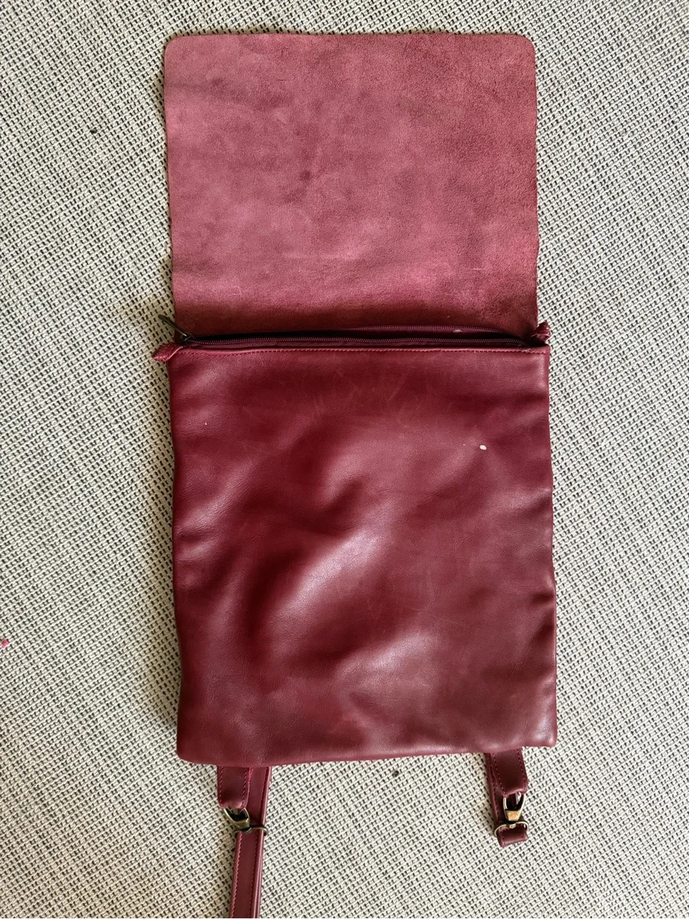 Women's Burgundy Genuine Italian Leather Backpack - Unbranded