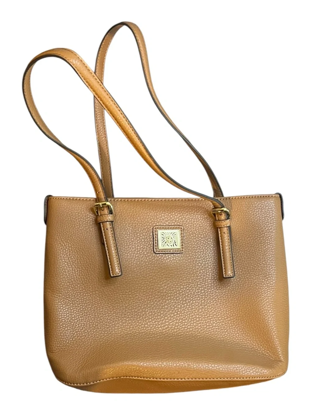 Anne Klein Perfect Tote Tan Pebbled Faux Leather Shoulder Bag Medium Large