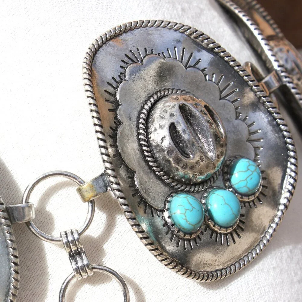 Southwest Sombrero Hat Medallion Belt - Size L/XL