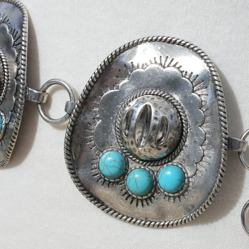 Southwest Sombrero Hat Medallion Belt - Size L/XL