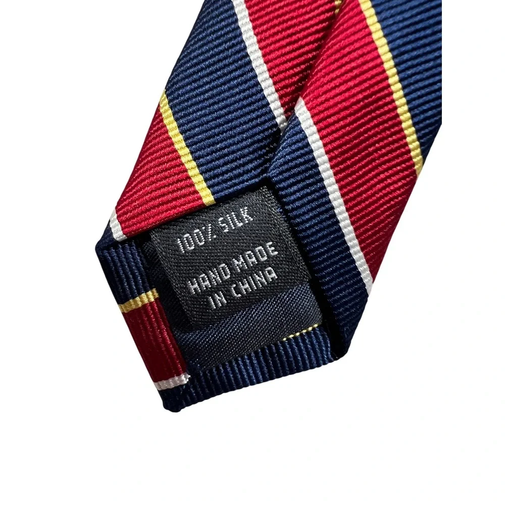 Jos. A. Bank Executive Collection Silk Tie Red Blue Yellow Stripe Preppy Men EUC