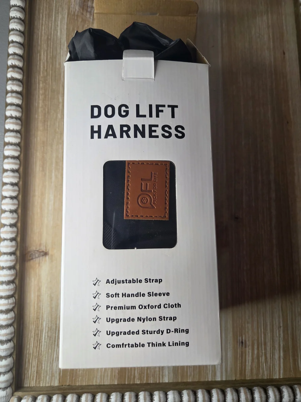Dog Lift Harness with Brown Accent