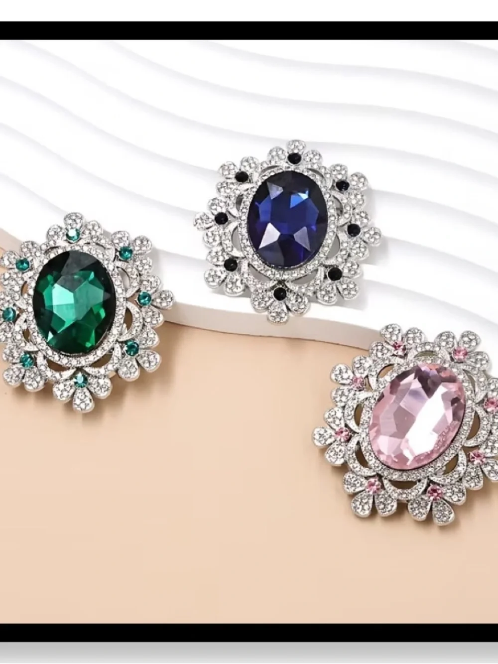 New 1 PC Fashion Jewelry Oval Crystal Brooch