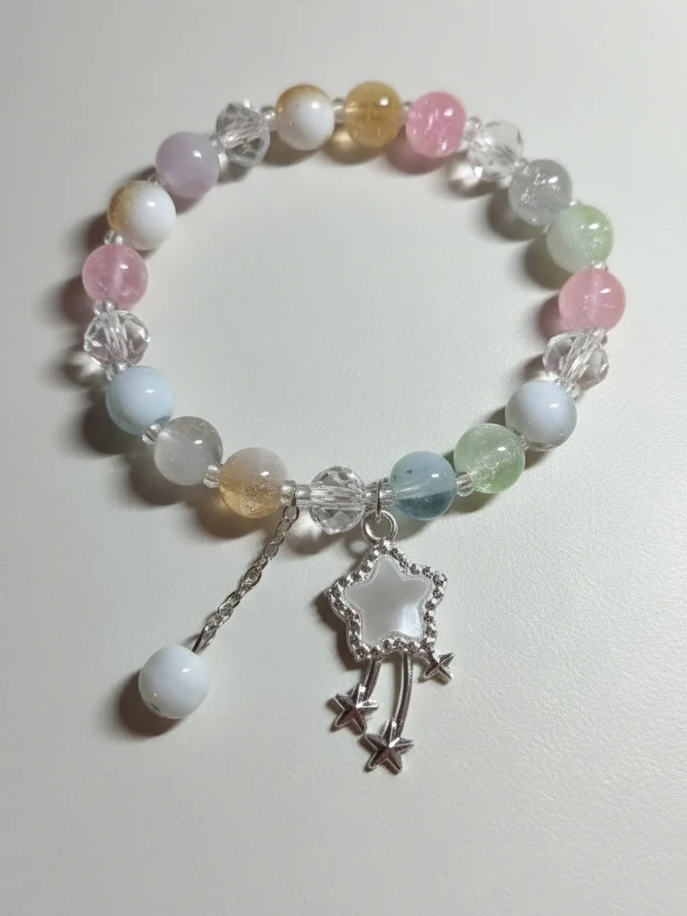 Pastel Multi-Bead Star Charm Bracelet - Unbranded