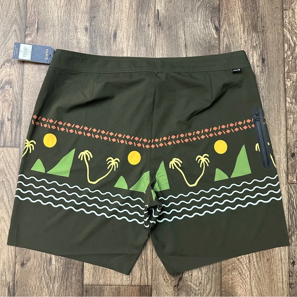Roark Passage Primo 18” Island Time Boardshorts Surf Men’s Size 38 Dark Military
