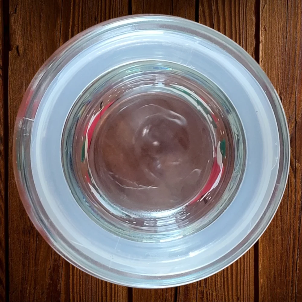 Vtg Canister Container Seal Lid Santa Christmas Clear Glass Apothecary Jar