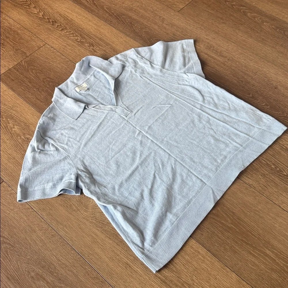 J Crew Light Blue Short-Sleeve Knit Polo Shirt