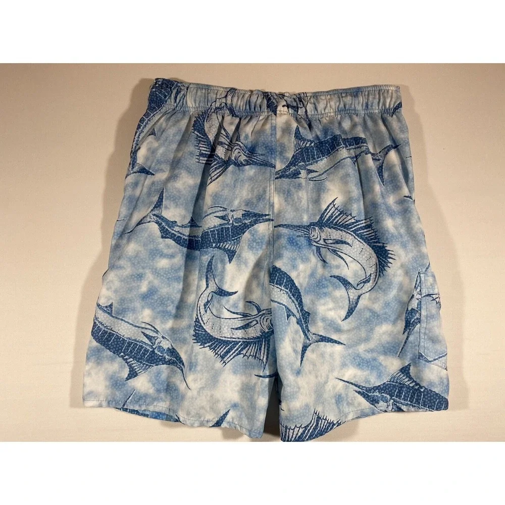 Bass Pro Shop Swim Trunks Mens Medium Marlin Coastal Fishing Beach Shorts