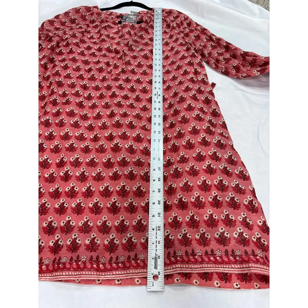 J.Crew Cabana Mini Dress Block-Print Ramie Pink Boho Womens M NWT