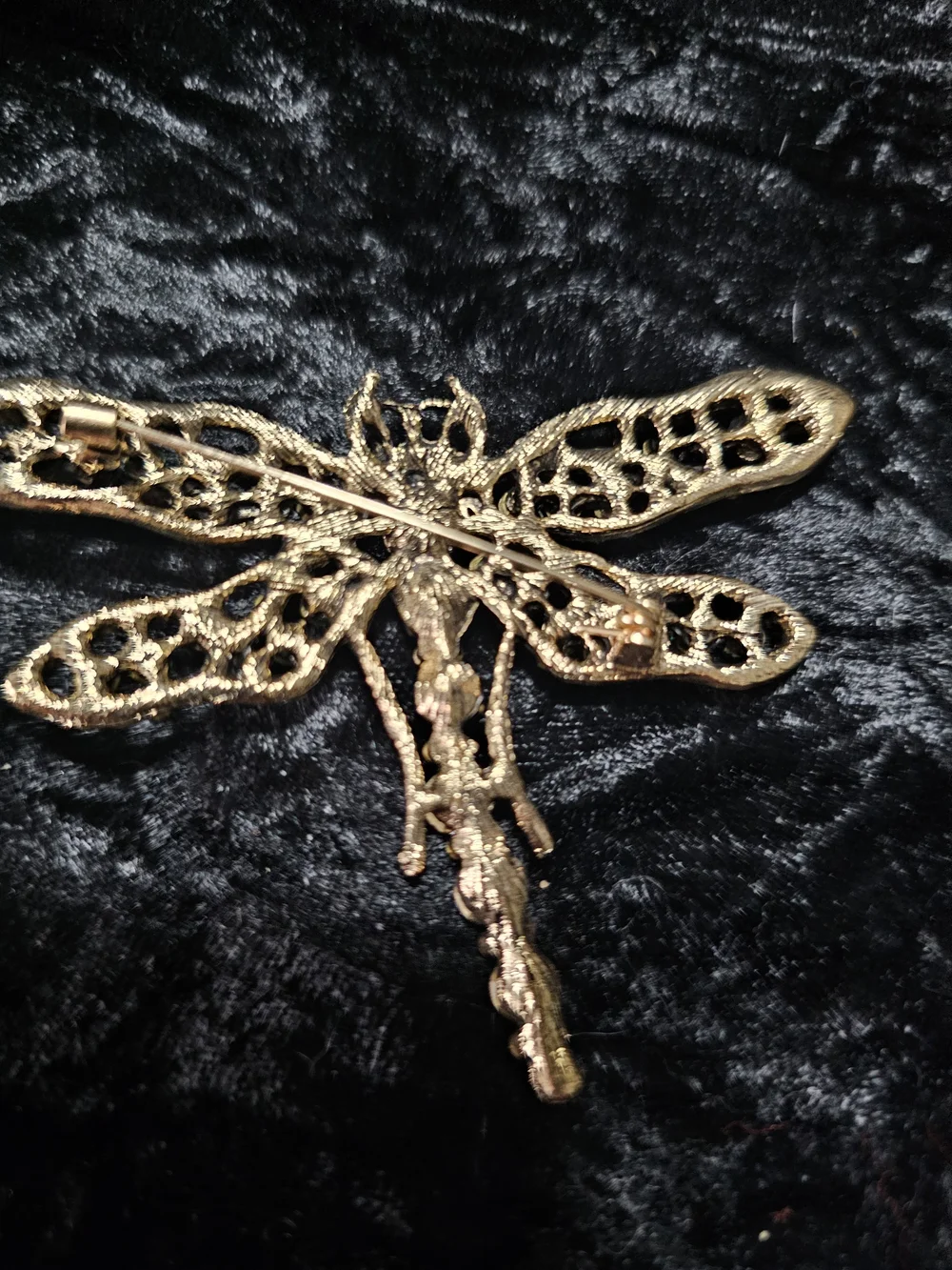 Emerald Dragonfly Crystal Brooch - Green