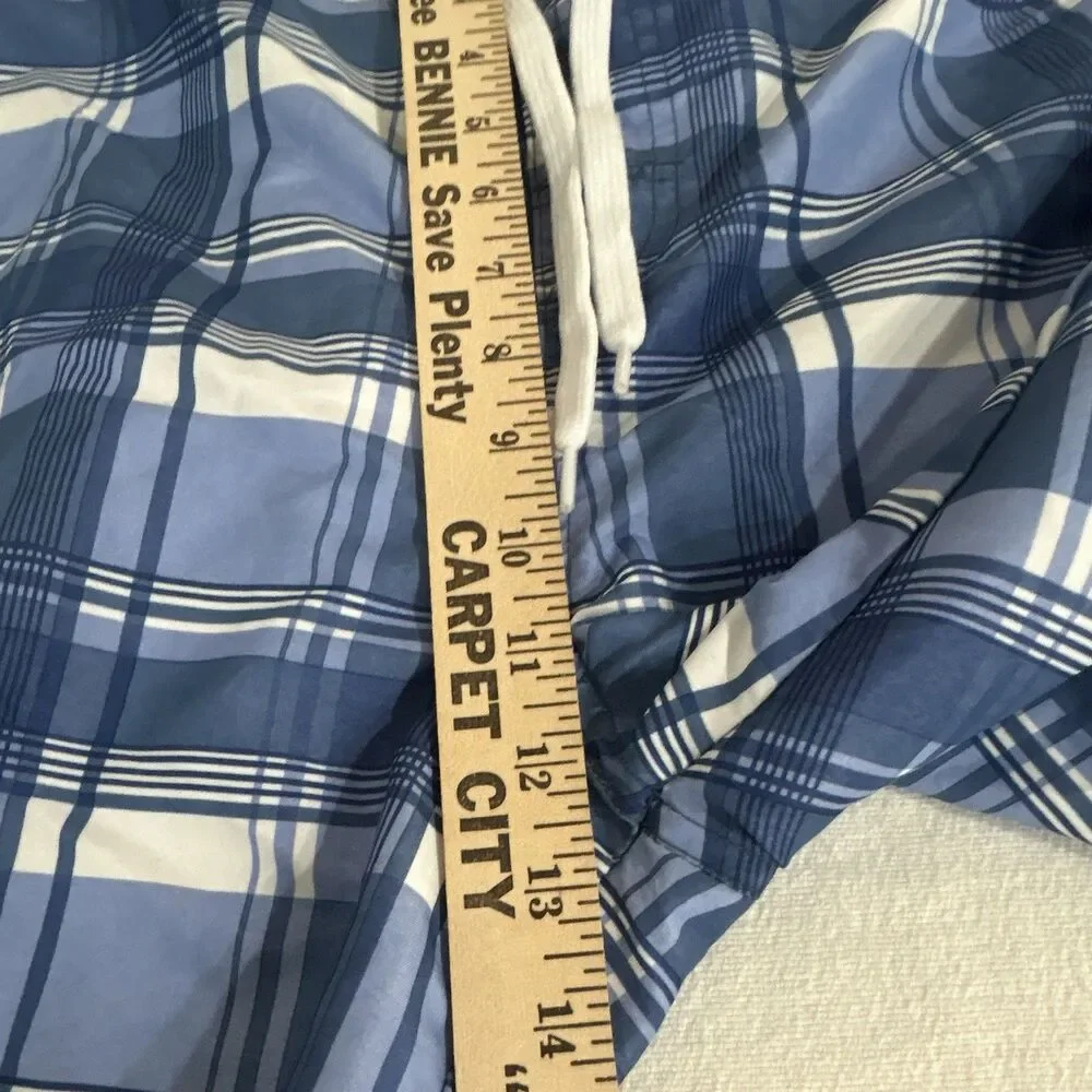 Primark Men's Plaid Swim Trunks 2XL Blue/White Drawstring Elastic Pockets 0206