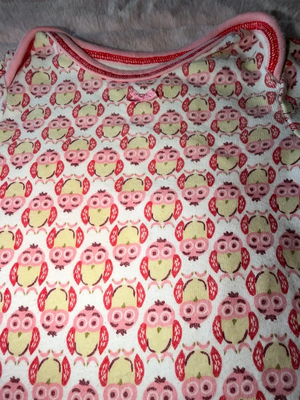 Pink Chicken Pink Owl Print Baby Footless Romper - Pink & White