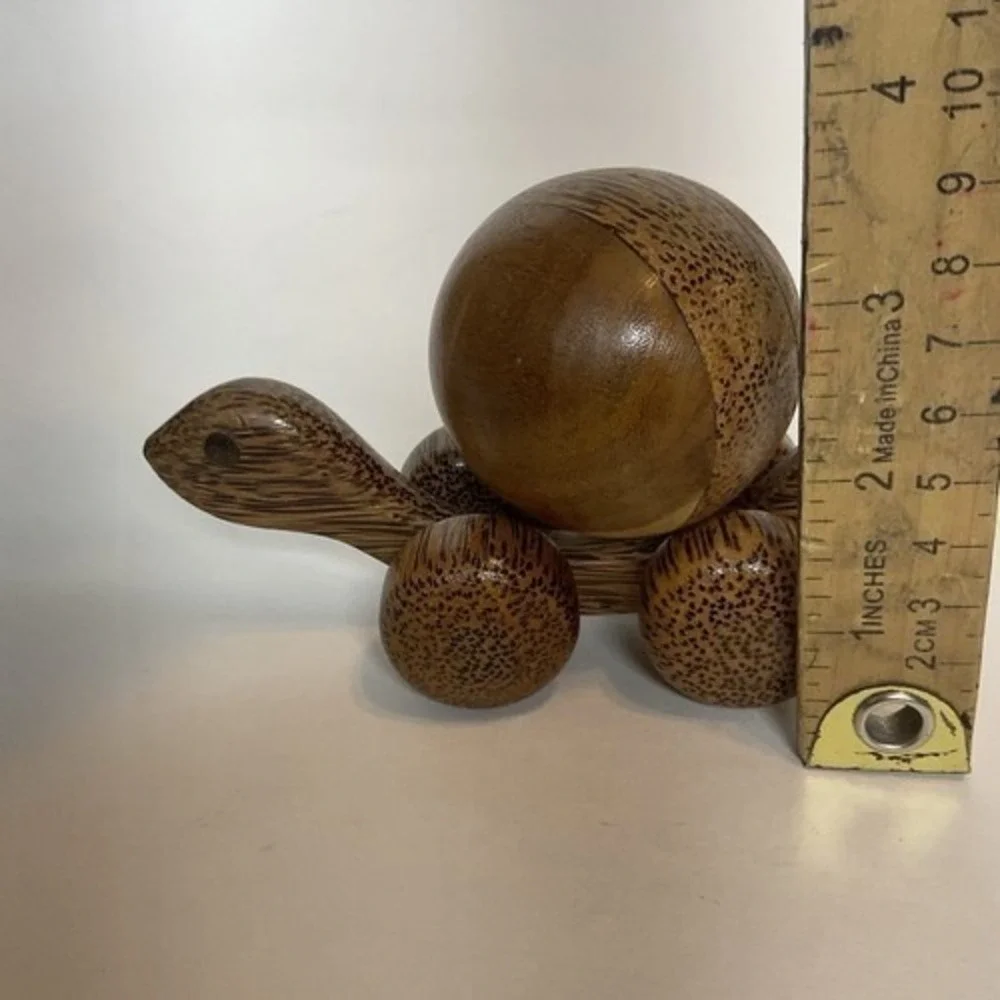 NWOB Turtle Push Toy Educational Wooden Toyon‎ Wheels With Rolling Ball On Top