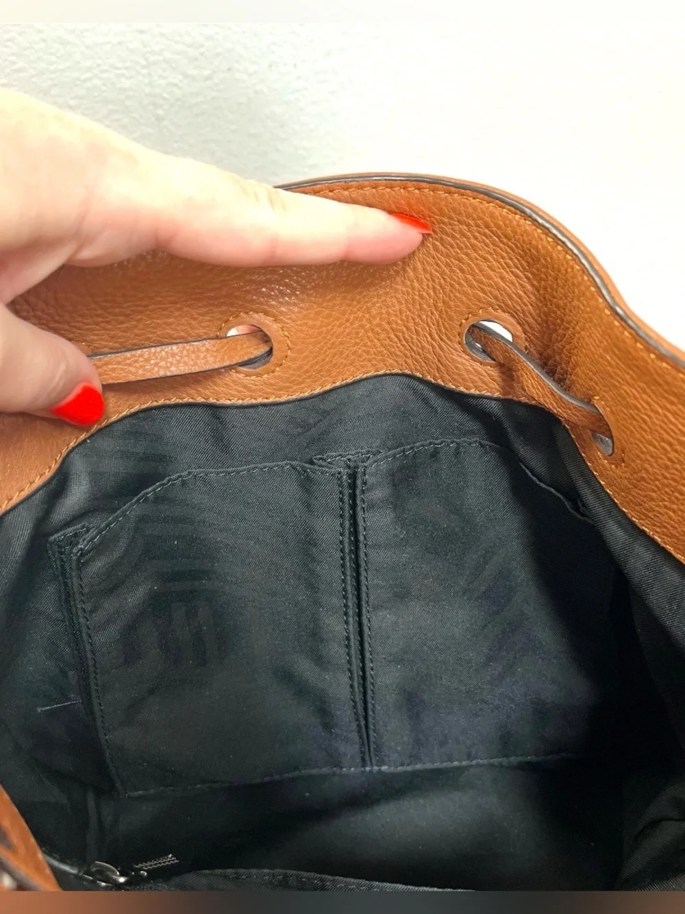Rebecca Minkoff Cognac Brown Leather Raffia Backpack Purse Convertible Strap