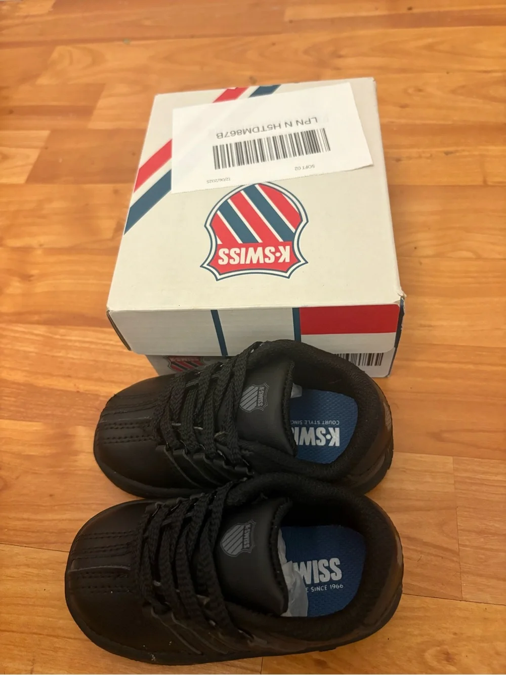 K-Swiss Kids Black Sneakers with Subtle Blue Lining