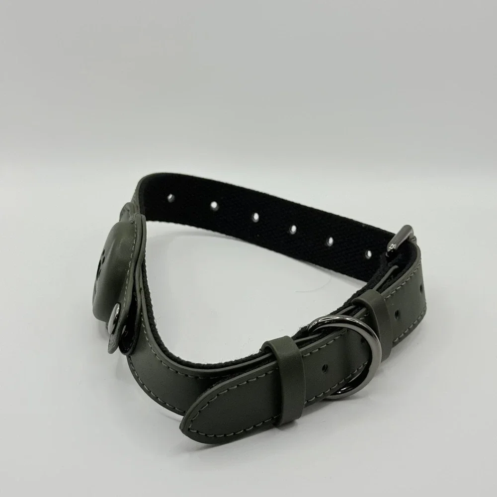 MODUS Adjustable Dog Collar with AirTag Holder Olive Green Size L 12.5-21