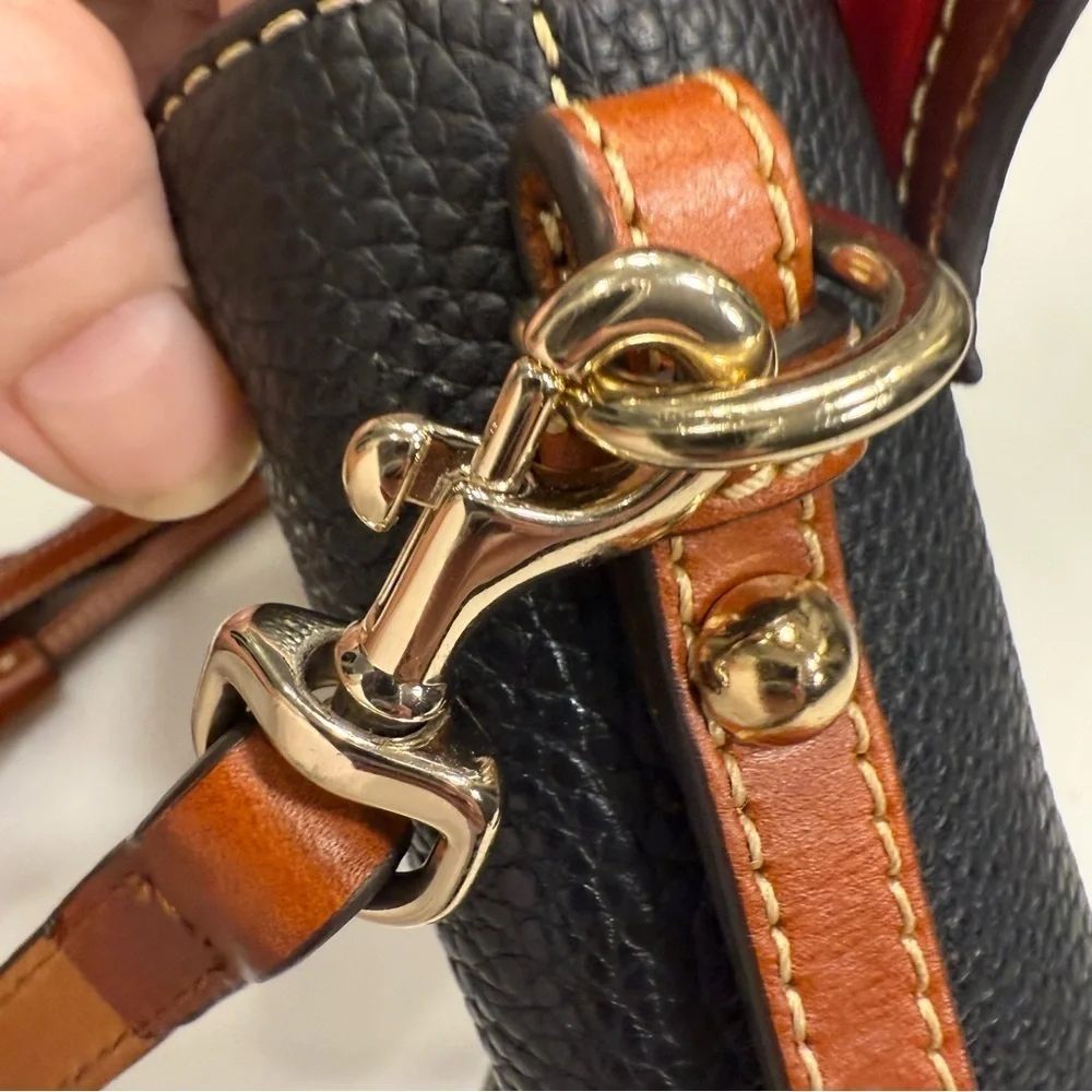 Dooney & Bourke Wexler Navy Pebbled Leather Crossbody Saddle Bag  PRISTINE!