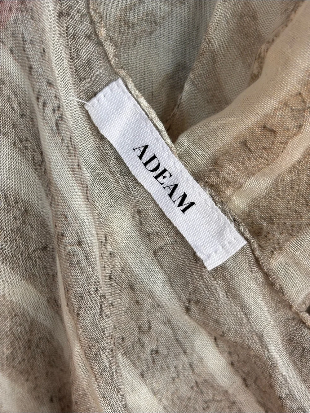 ADEAM Ivory Taupe Abstract Sheer Scarf 19” x 72” NWOT MSRP $425