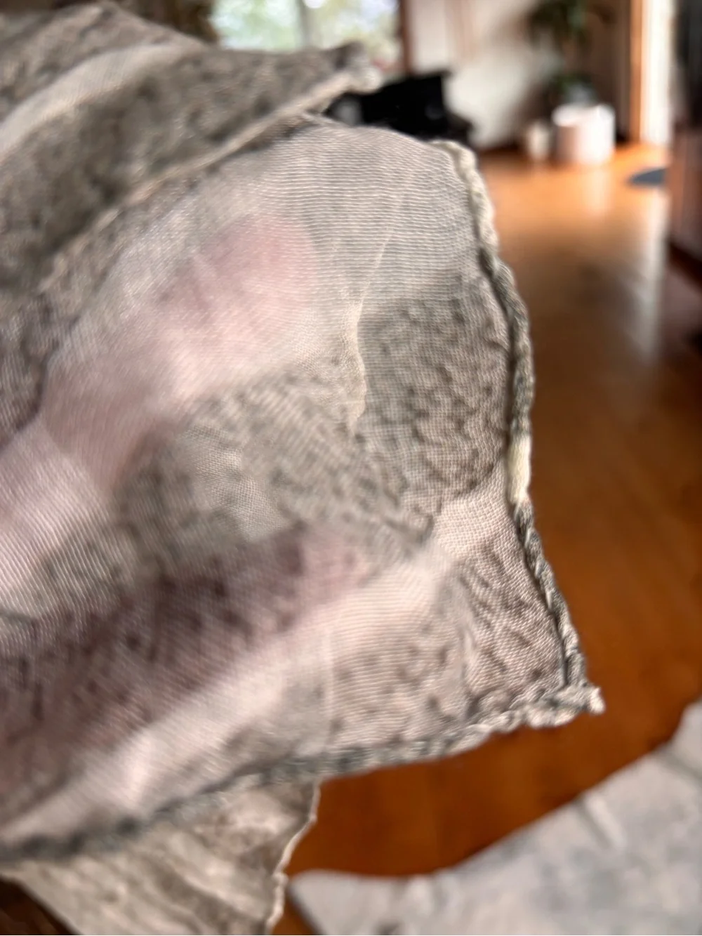 ADEAM Ivory Taupe Abstract Sheer Scarf 19” x 72” NWOT MSRP $425