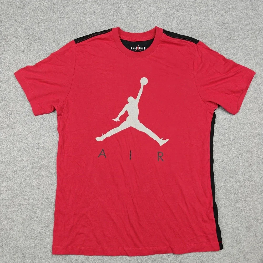 Jordan‎ Shirt Mens Medium Red Air Jumpman Logo Graphic Tee Basketball Sportswear