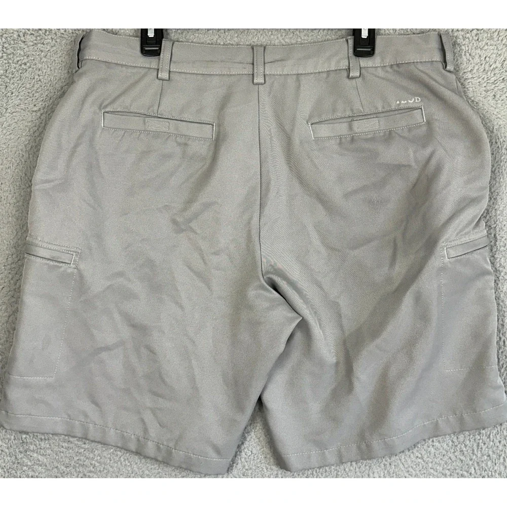 IZOD Golf Shorts Mens 38 Grey Classic Cargo Performance Flat Front Zip Pocket