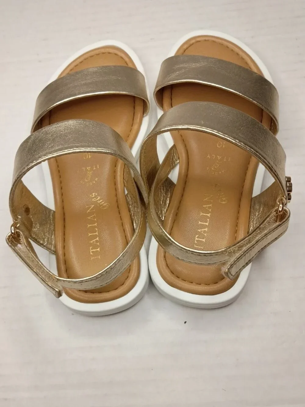 Italian Girls Gold Flower Charm Sandals Toddler Girls 10/EU 28