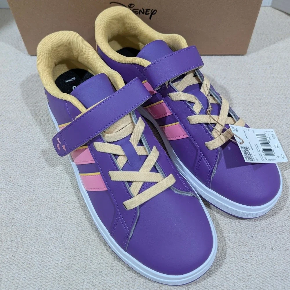 Adidas x Disney Grand Court Minnie Mouse Purple Pink Sneakers JS2347 Size 6.5Y