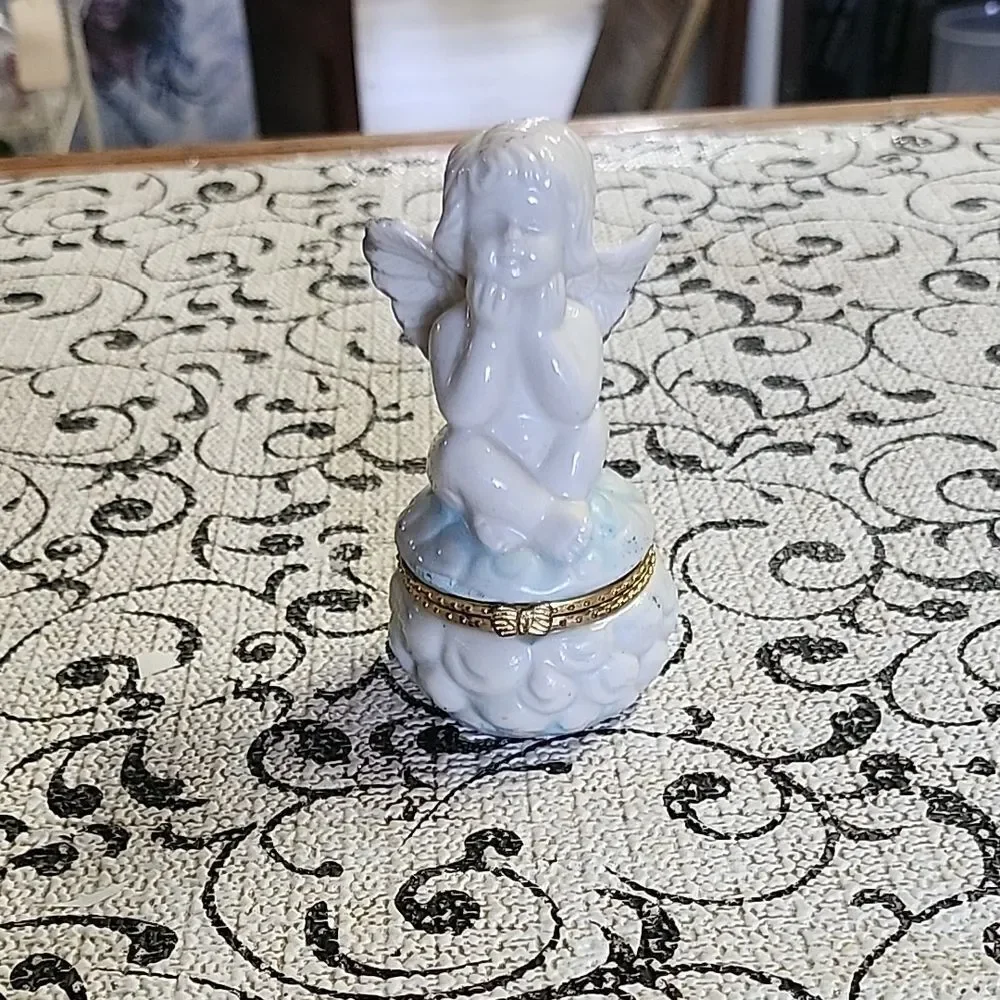 Porcelain Angel Trinket Box/ Candle