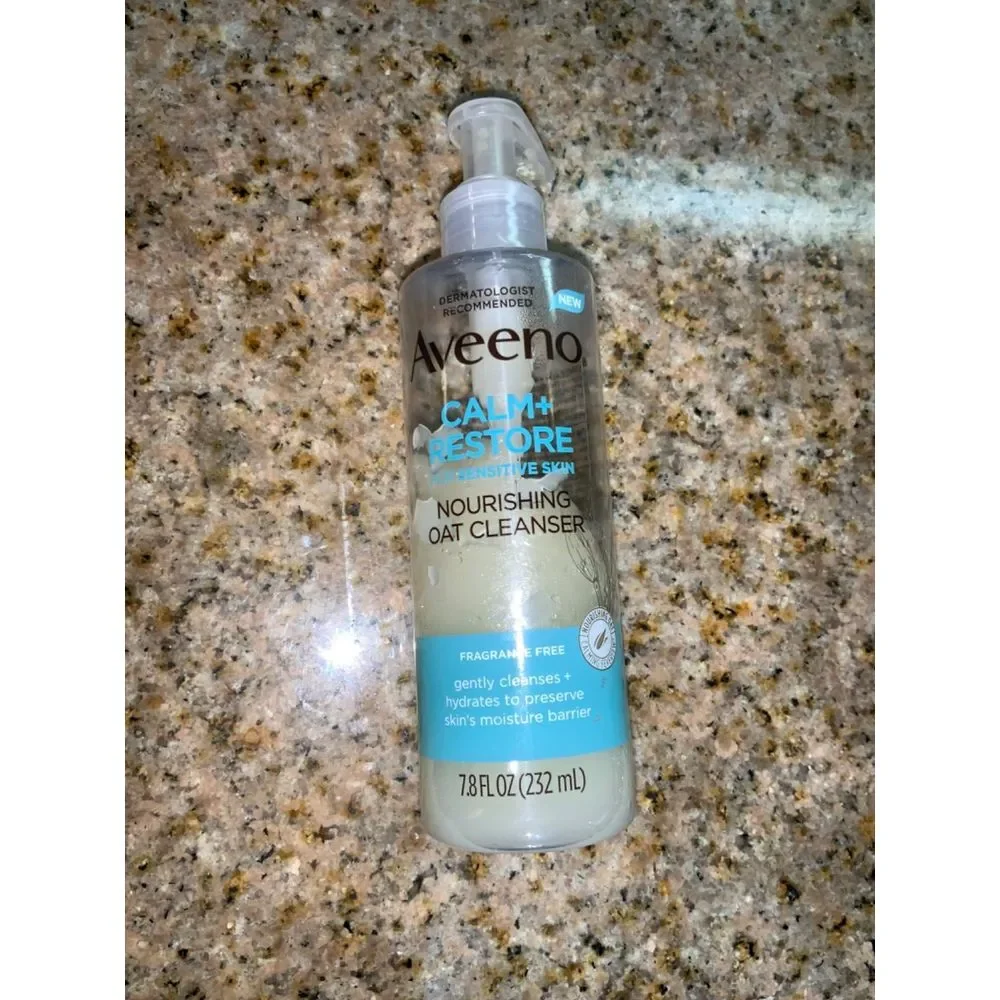 Used Aveeno Calm + Restore Nourishing Oat Cleanser For Sensitive Skin 7.8 oz‎