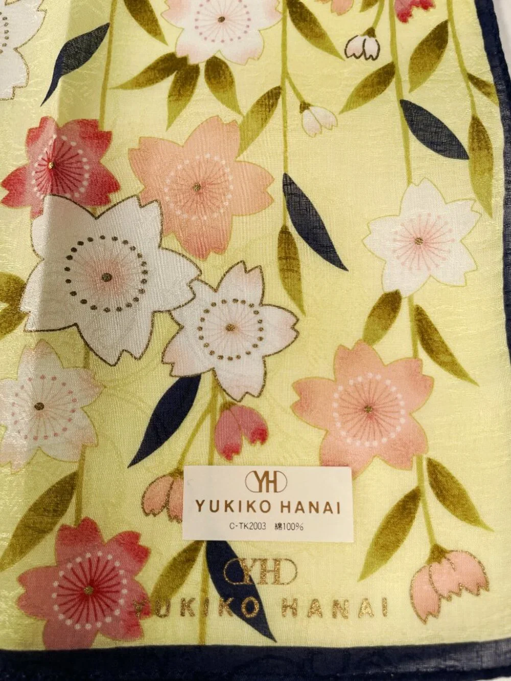 NWT Yukiko Hanai Cherry Blossom Cotton Scarf 19