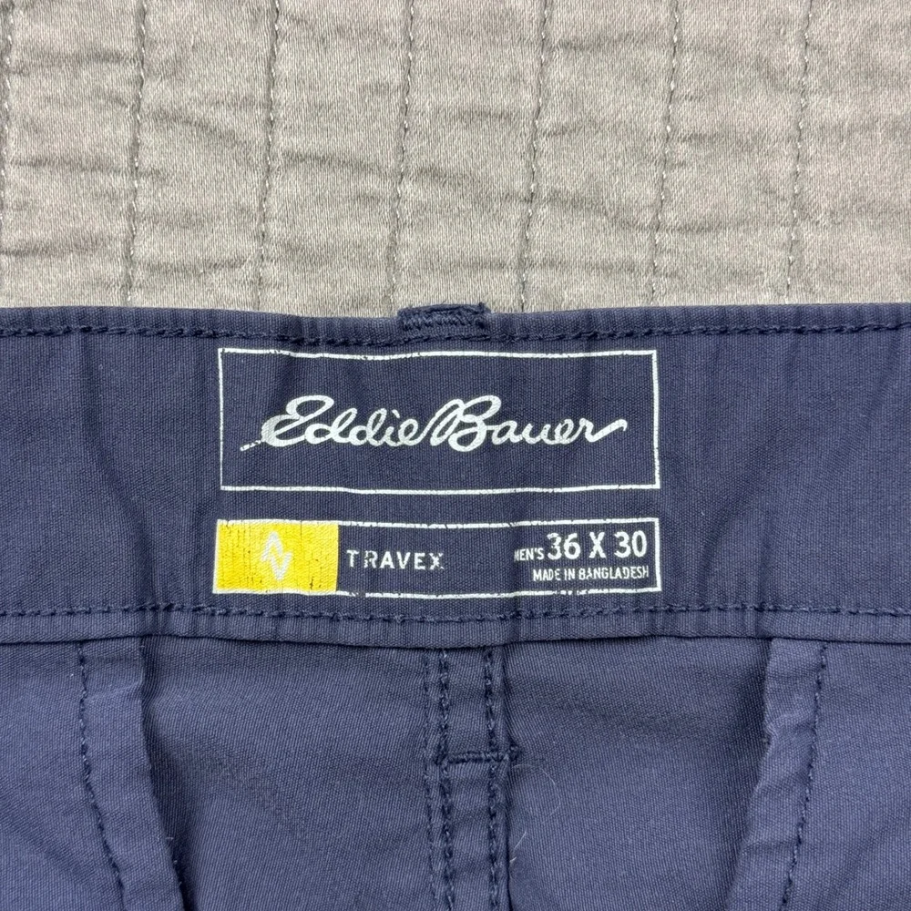 Eddie Bauer Travex Pants Mens 36x30 (35x28) Blue Stretch Hiking Travel Outdoors