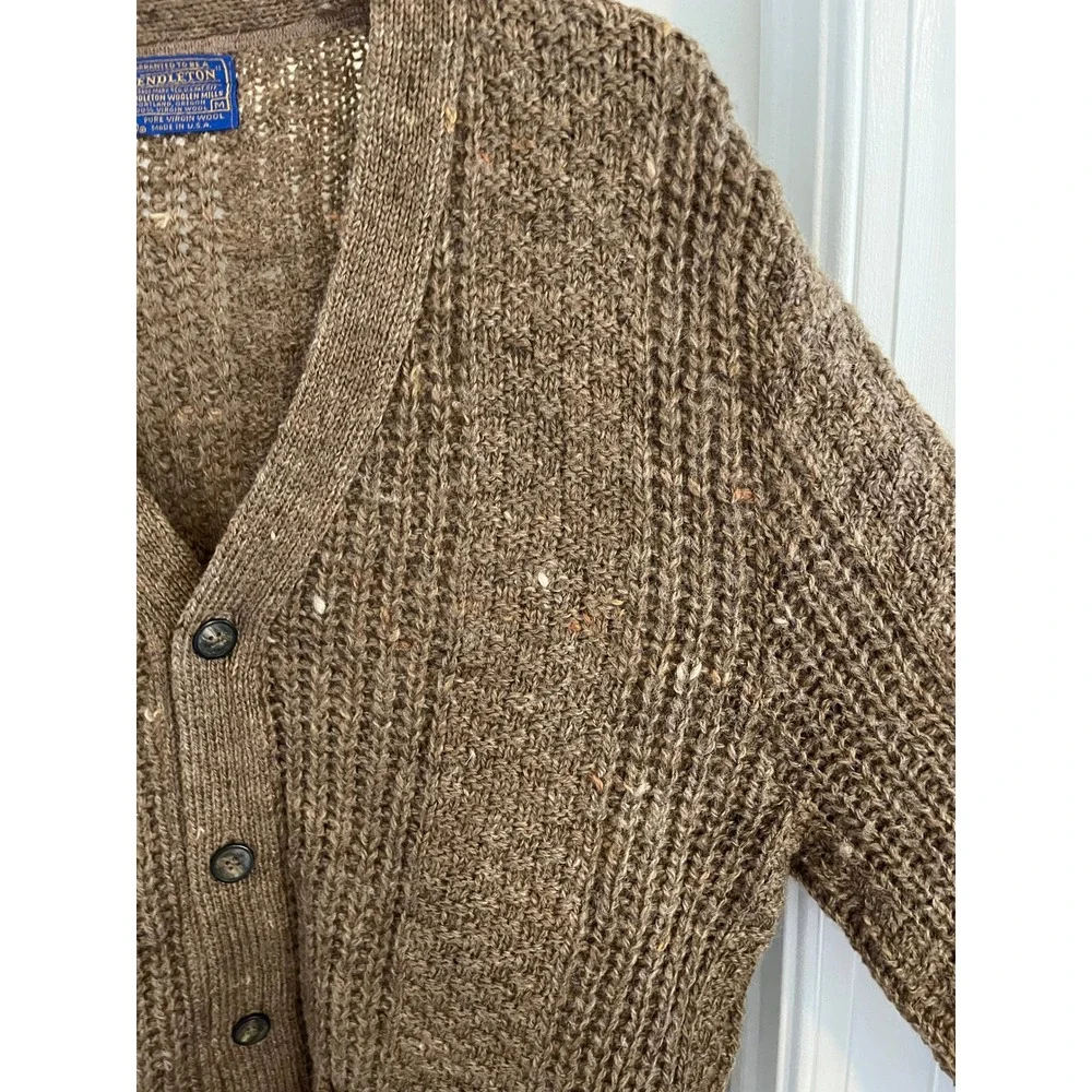 Vintage Pendleton Brown Virgin Wool Cardigan Sweater