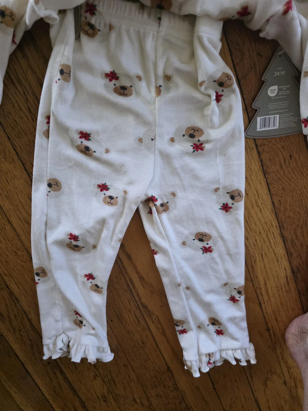 chick pea Cream Two-Piece Pajama Set with Pink Headband
