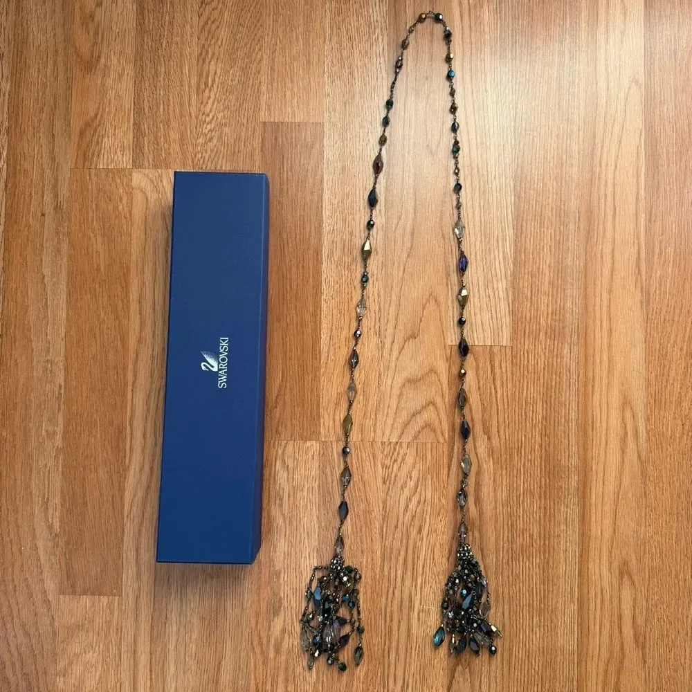 SWAROVSKI Rare Retired Byzance Scarf Crystal Tassel Bangle Necklace