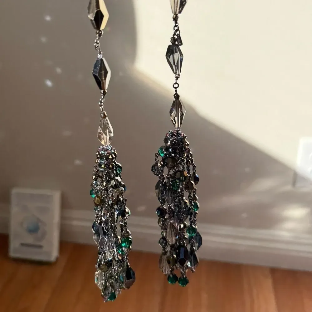 SWAROVSKI Rare Retired Byzance Scarf Crystal Tassel Bangle Necklace