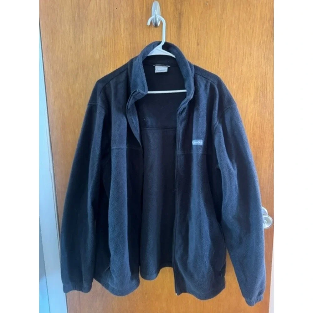 Columbia Mens XL Full Zip Fleece Jacket Black Steens Mountain Mock Neck Coat