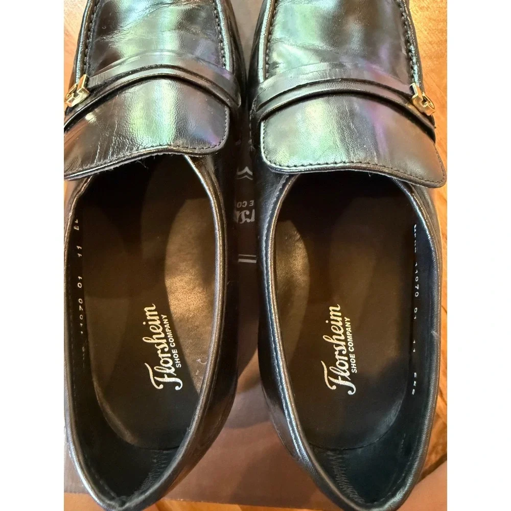 Florsheim Berkley Flex Penny‎ Loafer Black Leather Dress Shoes 11 EEE officecore