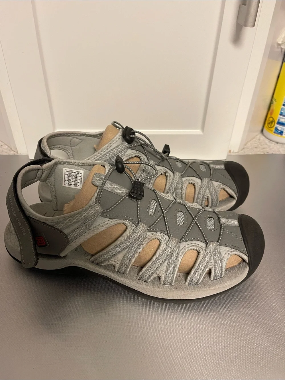 Dream Pairs Men’s Athletic Sandals Gray Outdoor Water Shoes w/Toggle Lace Sz 13