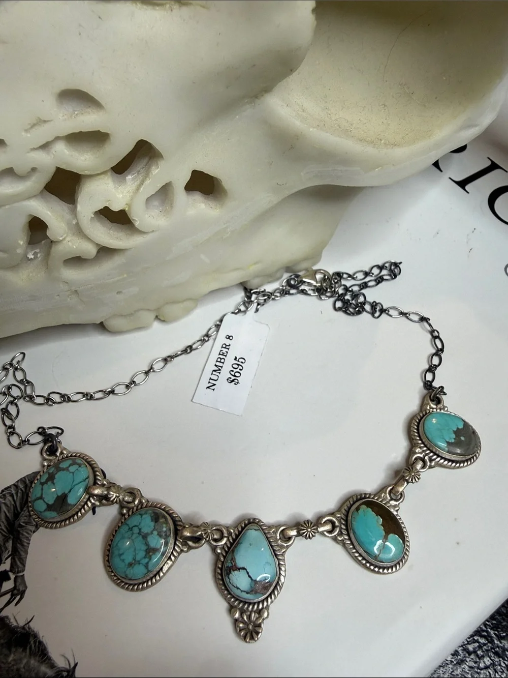 Sterling Silver Number 8 Turquoise Necklace