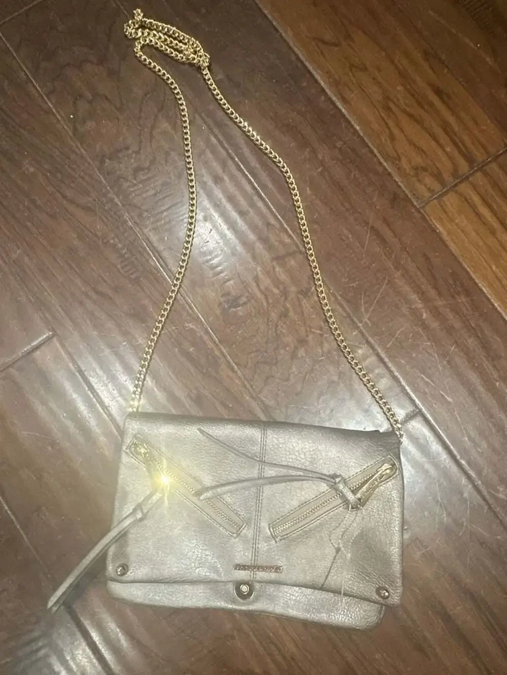 Rampage Metallic Silver Zip-Detail Crossbody Bag