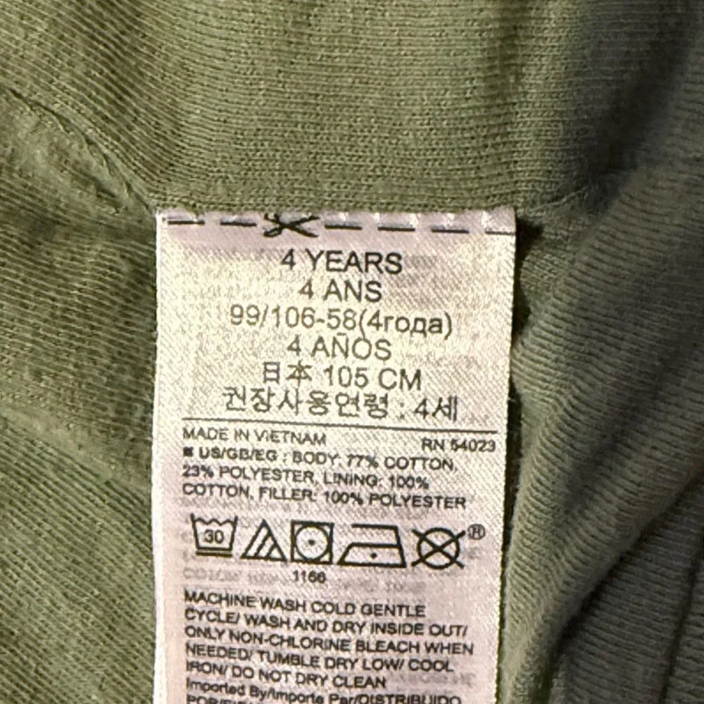 Girl's army green Baby Gap quilted jacket size 4T