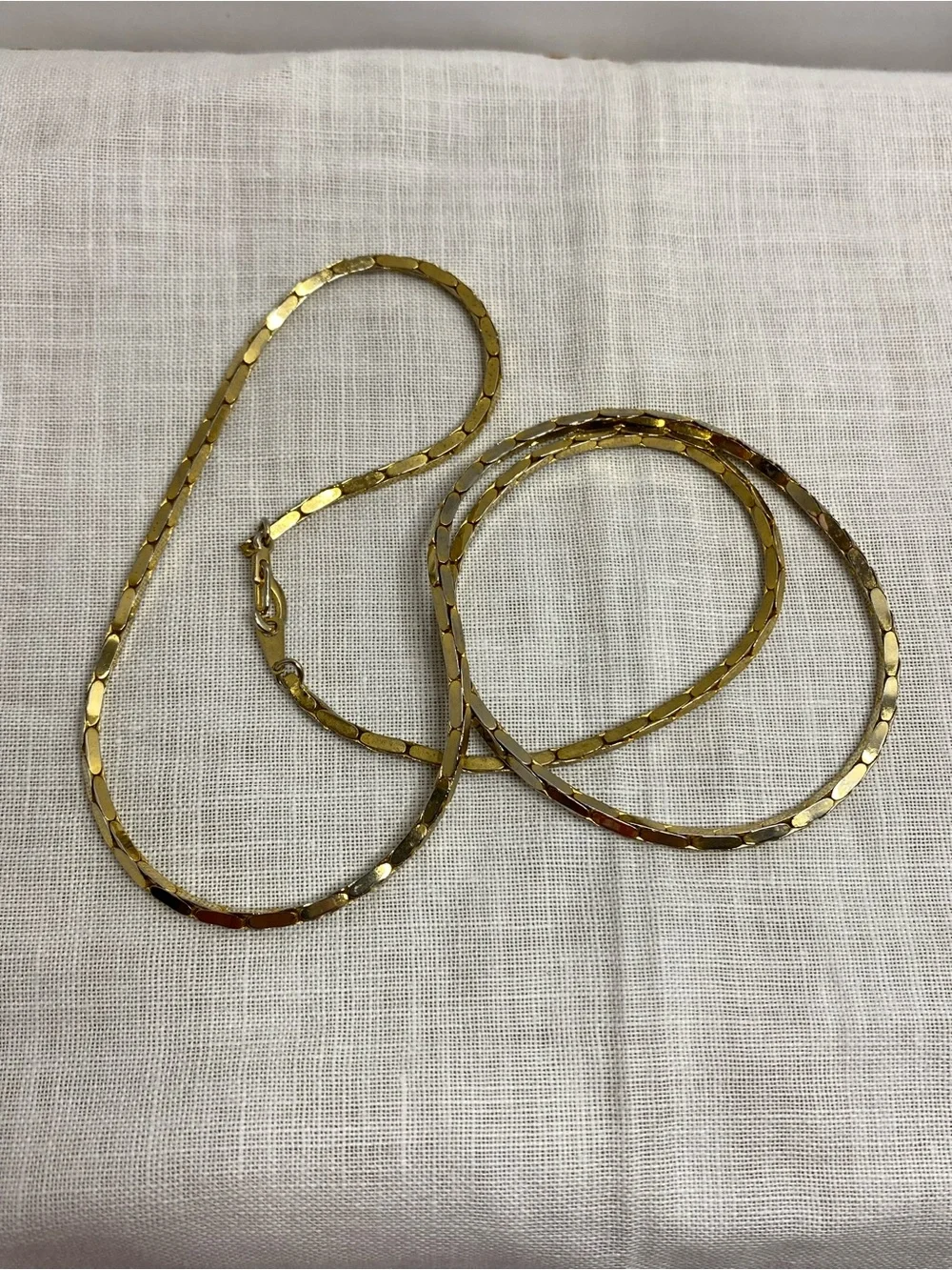 Vintage 14K GP Gold Plated 24” Oval Box Link Chain Necklace Geometric Design