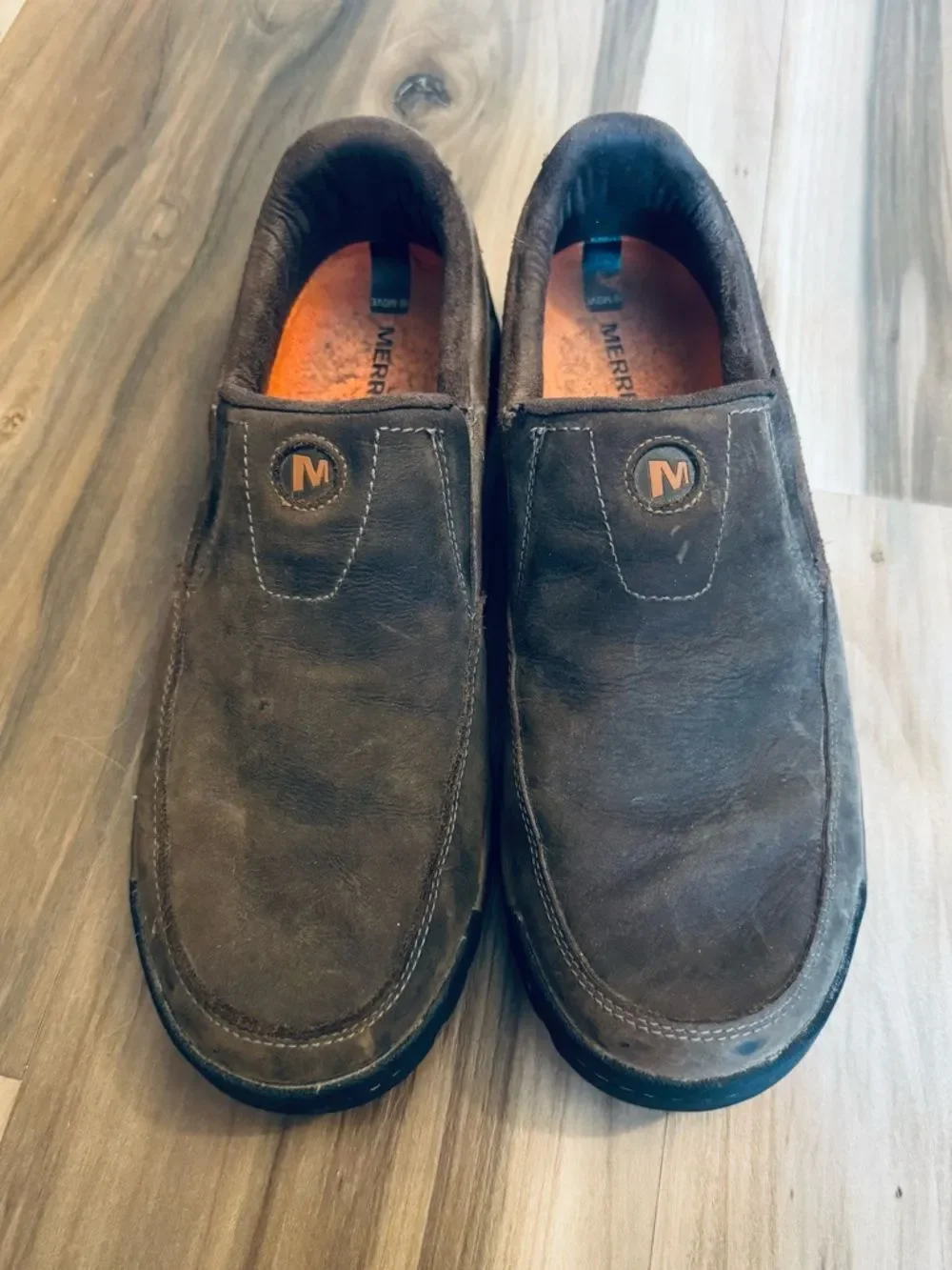 Merrell Men’s Brown Leather Performance Slip-On Shoes 12