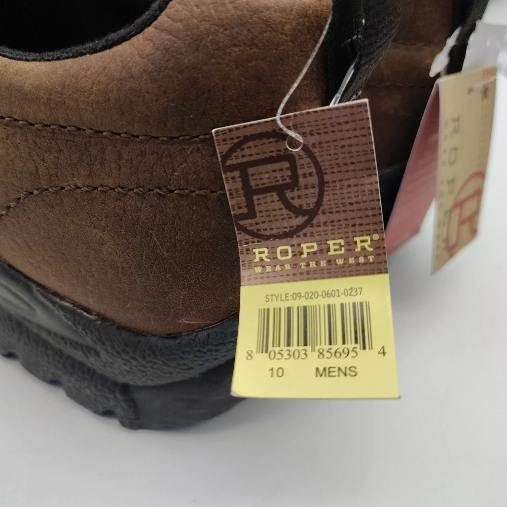 Roper Performance Slip On Shoes Mens 10 Brown Leather Work Loafers 0601-0237