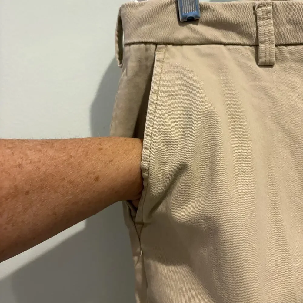 Izod Saltwater Chino Men Size 34x28 (Tag 36x30) Tan Khaki Pants Straight Stretch