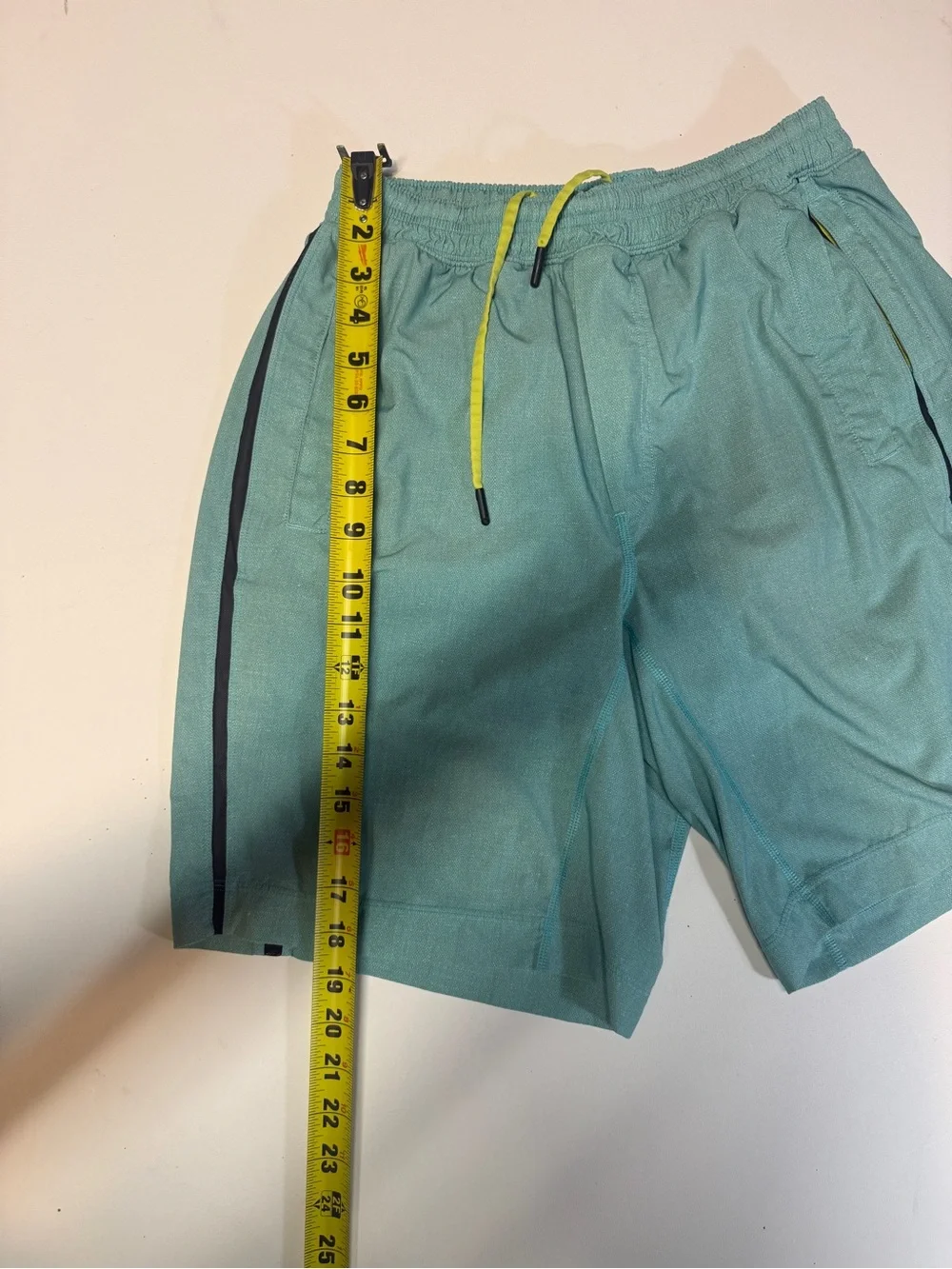 lululemon athletica Teal Athletic Shorts with Yellow Drawcord