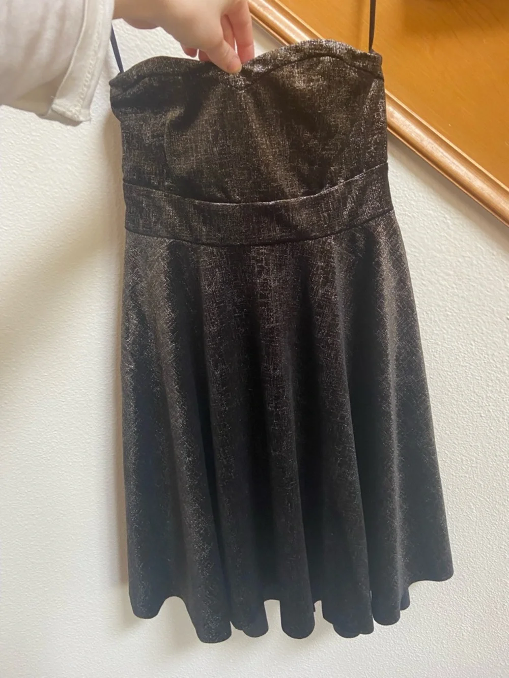 Free People Black + Gold Shimmery Strapless Mini Dress/Tunic size XS never worn