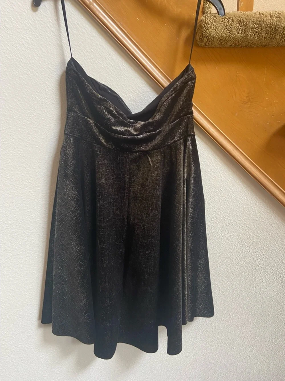 Free People Black + Gold Shimmery Strapless Mini Dress/Tunic size XS never worn