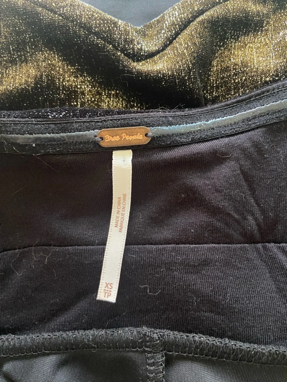 Free People Black + Gold Shimmery Strapless Mini Dress/Tunic size XS never worn