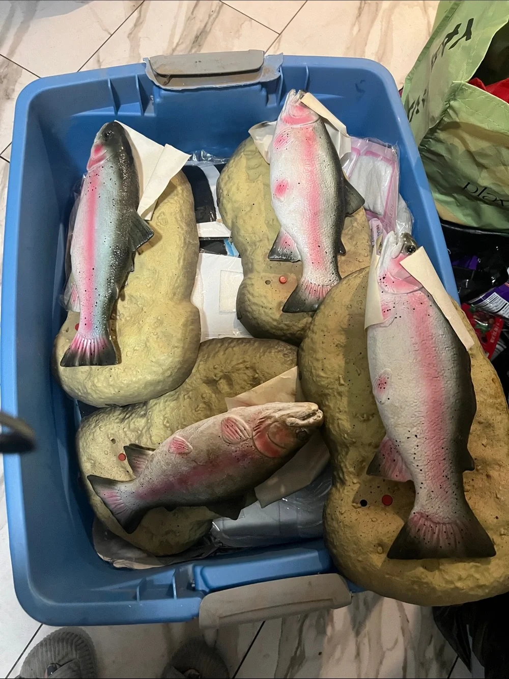 Lifelike Pink & Green Rainbow Trout Aquarium Ornament - 11 pieces just for $200